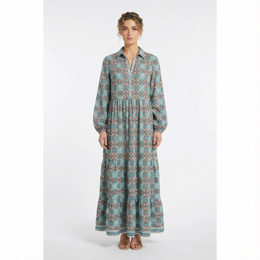 Max Studio Teal Floral Maxi Dress